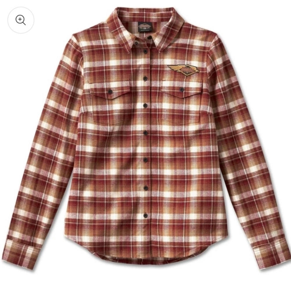 NWT Harley-Davidson Women's 120th Anniversary Retro Flannel Shirt - Merlot